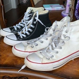 Two pairs of Converses Black & White